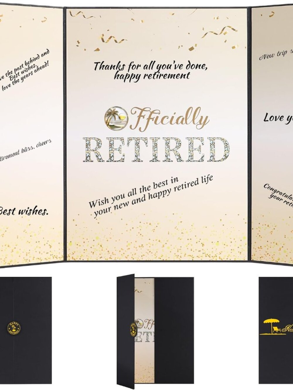 Retirement Party Decorations Large Retird Card Signing Black Gold Happy Retireme